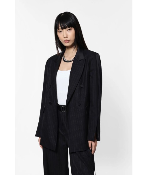 Blazer Imperial croisé à rayures Nero de pas cher