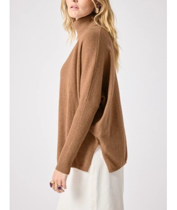 Pull poncho Notshy Margareth Camel Chiné de technologie