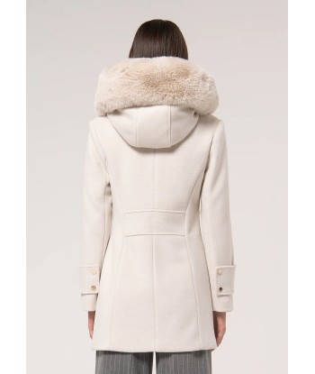 Manteau Fracomina capuche fausse fourrure Cream acheter