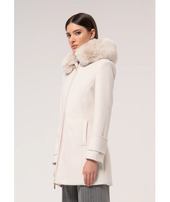 Manteau Fracomina capuche fausse fourrure Cream acheter