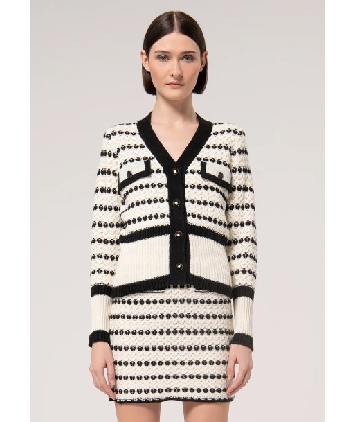 Cardigan Fracomina effet jacquard Cream/Black en ligne