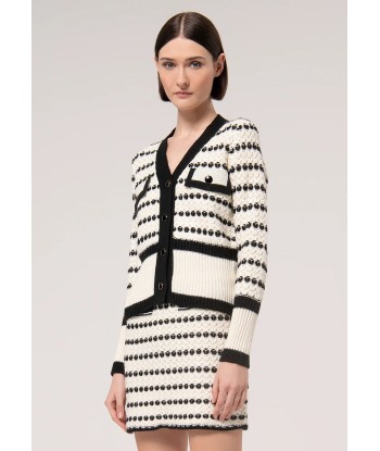 Cardigan Fracomina effet jacquard Cream/Black en ligne