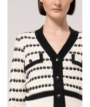 Cardigan Fracomina effet jacquard Cream/Black en ligne