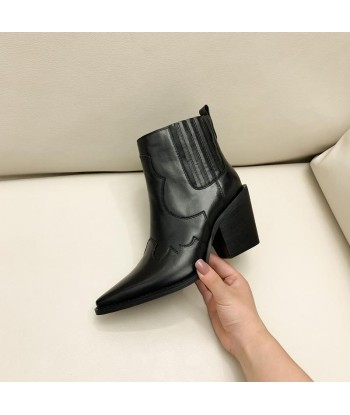 Bottines Style Western Noir Brillant de France