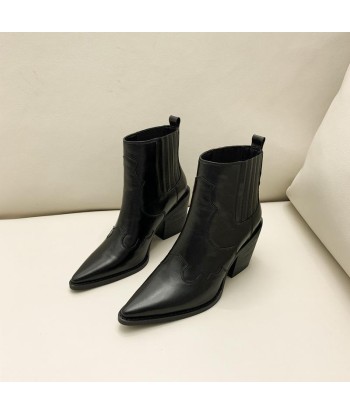 Bottines Style Western Noir Brillant de France