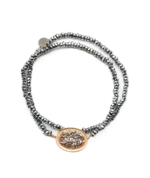 Bracelet Lsonge Double Eclat Stone Médaille Argent paiement sécurisé