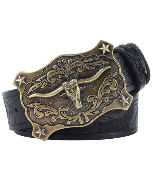 Ceinture Cowboy Cuir Taureau Étoilé de pas cher