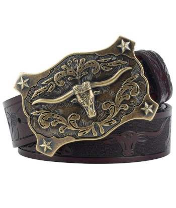 Ceinture Cowboy Cuir Taureau Étoilé de pas cher