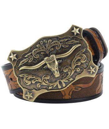 Ceinture Cowboy Cuir Taureau Étoilé de pas cher