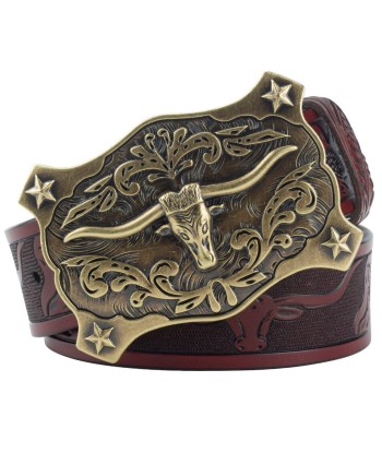 Ceinture Cowboy Cuir Taureau Étoilé de pas cher