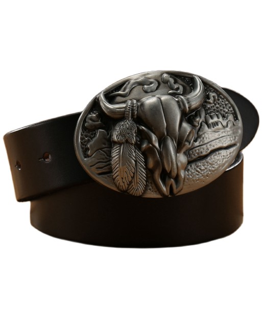 Ceinture Cowboy Cuir Tête de Buffalo acheter