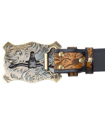 Ceinture Cowboy Cuir Taureau Étoilé de pas cher