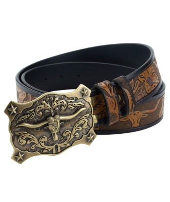 Ceinture Cowboy Cuir Taureau Étoilé de pas cher