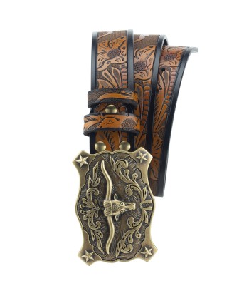 Ceinture Cowboy Cuir Taureau Étoilé de pas cher