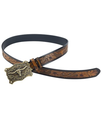 Ceinture Cowboy Cuir Taureau Étoilé de pas cher