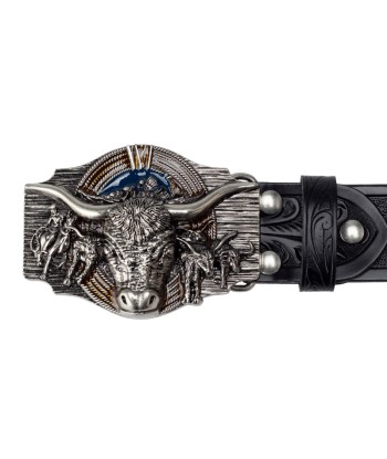 Ceinture Cowboy Cuir Tête de Taureau de votre