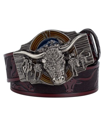 Ceinture Cowboy Cuir Tête de Taureau de votre