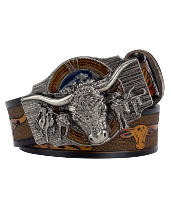 Ceinture Cowboy Cuir Tête de Taureau de votre