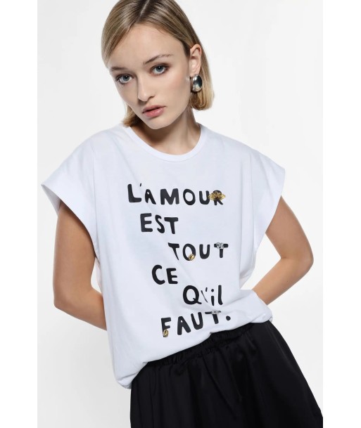 T-shirt Imperial "L'amour est tout ce qu'il faut" Bianco français