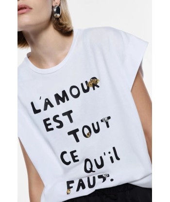 T-shirt Imperial "L'amour est tout ce qu'il faut" Bianco français