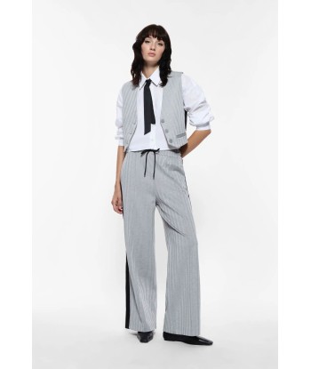 Pantalon Palazzo Imperial à bandes Bianco/Nero rembourrage situé sous