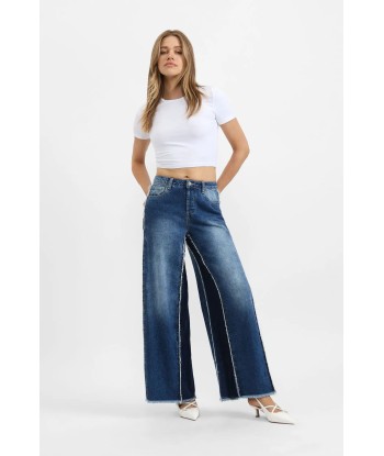 Jean Palazzo Please Bicolor Blu Denim destockage