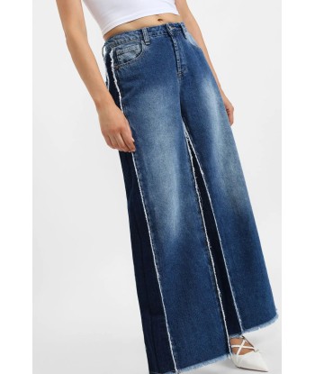 Jean Palazzo Please Bicolor Blu Denim destockage