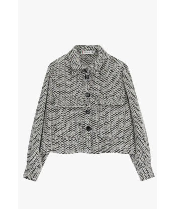 Blouson Please Tweed boutonné Bianco/Nero Faites des économies