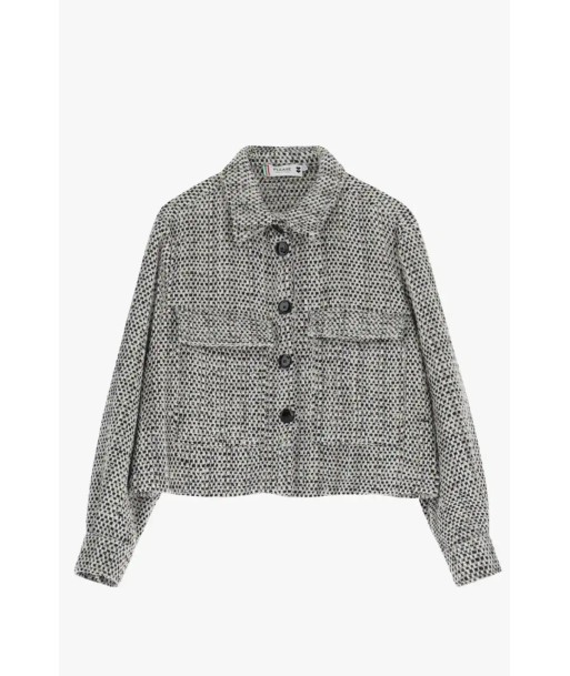 Blouson Please Tweed boutonné Bianco/Nero Faites des économies