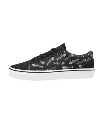 Sneakers Basses Femme Motif Fishbone Noir Blanc ouvre sa boutique