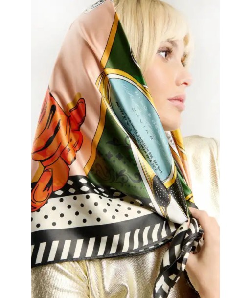 MEDIUM Foulard Wild Champagne et Caviar Vert soldes