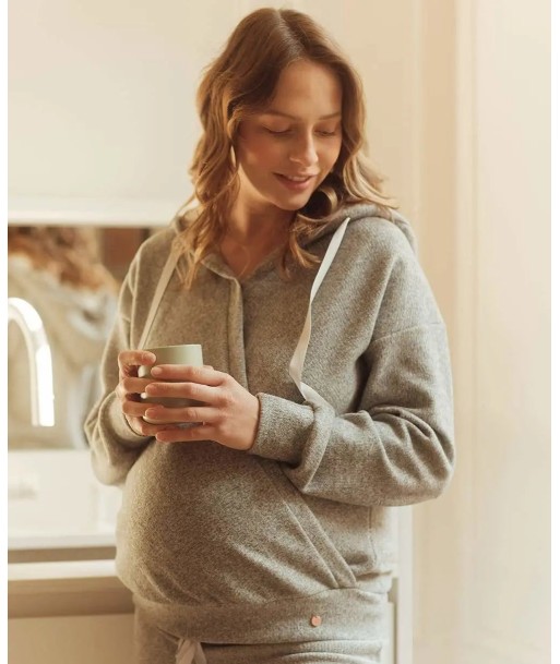 Sweat à capuche de maternité et d'allaitement Sweet Home gris de l' environnement