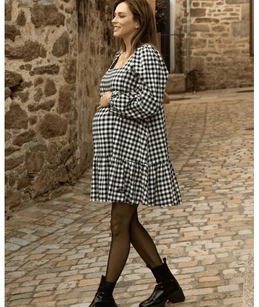 Robe courte de grossesse et d'allaitement Patti noir et blanc acheter en ligne