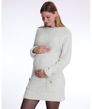 Robe pull de grossesse et d'allaitement Honey gris perle Paris Déstockage Promo