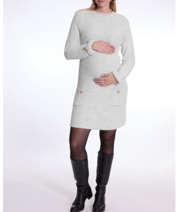 Robe pull de grossesse et d'allaitement Honey gris perle Paris Déstockage Promo