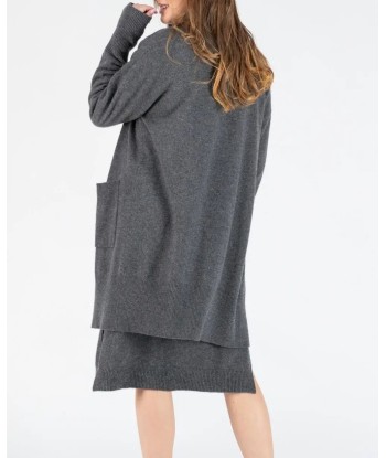 Long cardigan de grossesse en cachemire Laurie anthracite des créatures d'habitude