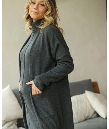 Long cardigan de grossesse en cachemire Laurie anthracite des créatures d'habitude