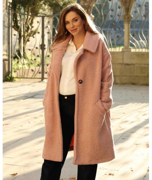 Manteau long de maternité oversize Léonie rose Véritable concentré