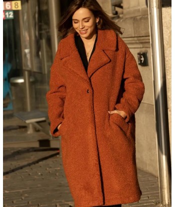 Manteau long de maternité oversize Léonie cuivre s'inspire de l'anatomie humaine