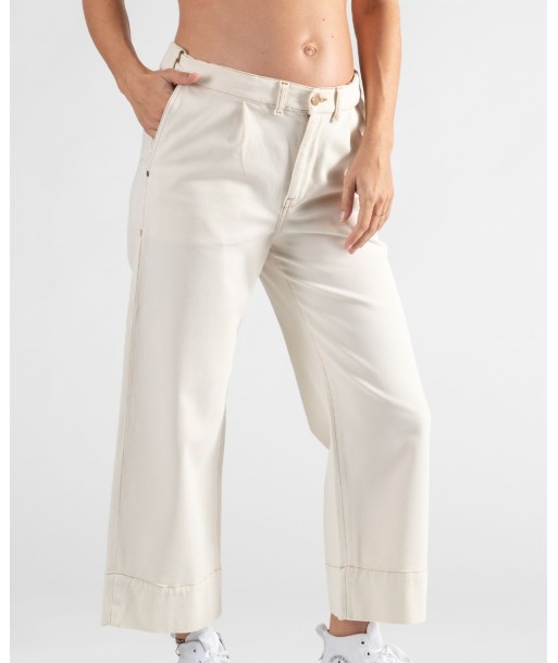 Jean de grossesse cropped wide leg Jill beige Dans la société mordern