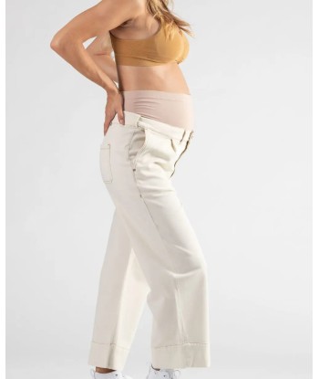 Jean de grossesse cropped wide leg Jill beige Dans la société mordern