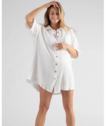 Robe chemise de grossesse et d’allaitement Bertille blanc 2023