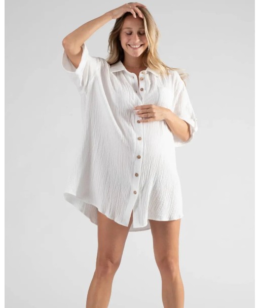 Robe chemise de grossesse et d’allaitement Bertille blanc 2023