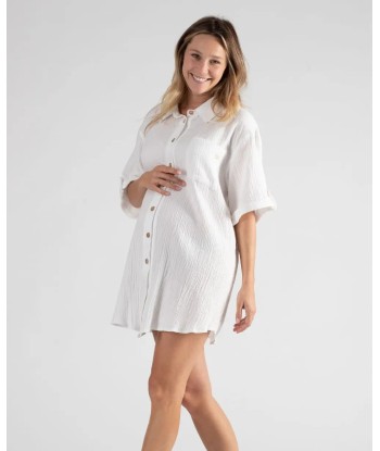 Robe chemise de grossesse et d’allaitement Bertille blanc 2023