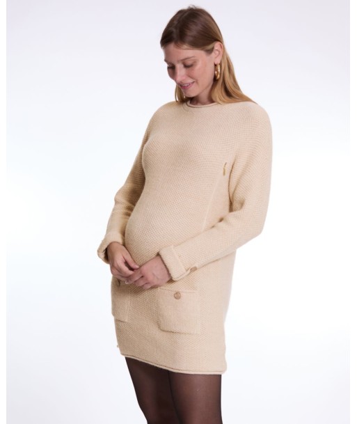 Robe pull de grossesse et d'allaitement Honey beige Véritable concentré