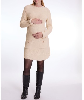 Robe pull de grossesse et d'allaitement Honey beige Véritable concentré