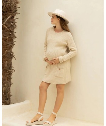 Robe pull de grossesse et d'allaitement Honey beige Véritable concentré