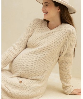 Robe pull de grossesse et d'allaitement Honey beige Véritable concentré