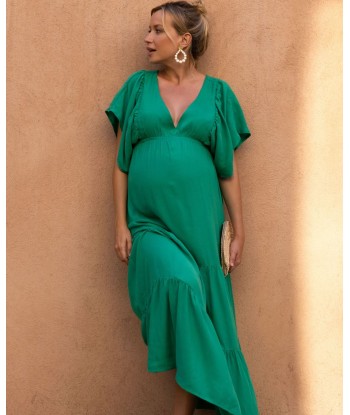 Robe longue de maternité Claudette vert 50% de réduction en Octobre 2024